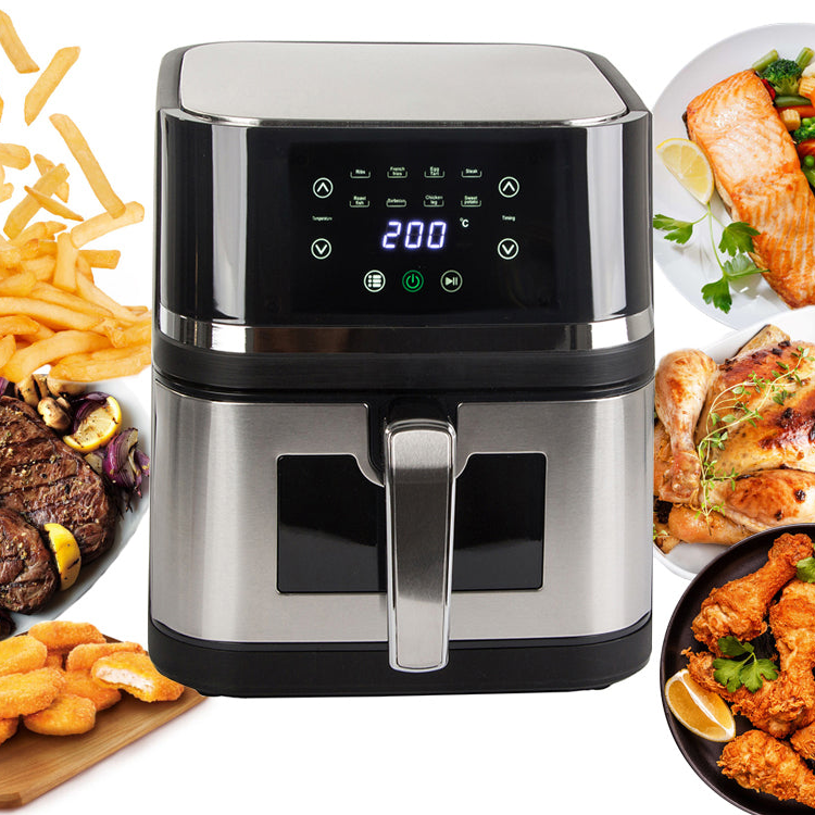 Friteuza Air Fryer, Zola, cu aer cald, 10 l, 2400W, interval temperatura 80-200 grade Celsius, afisaj LCD, 8 programe, 28x28x31 cm, negru/gri Friteuza Air Fryer, Zola, cu aer cald, 10 l, 2400W, interval temperatura 80-200 grade Celsius, afisaj LCD, 8 programe, 28x28x31 cm, negru/gri